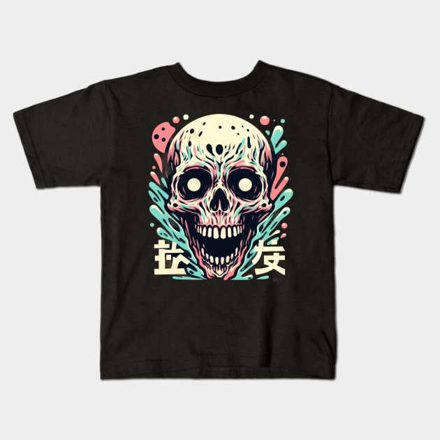 Pastel skull horror Kids T-Shirt by Evgmerk